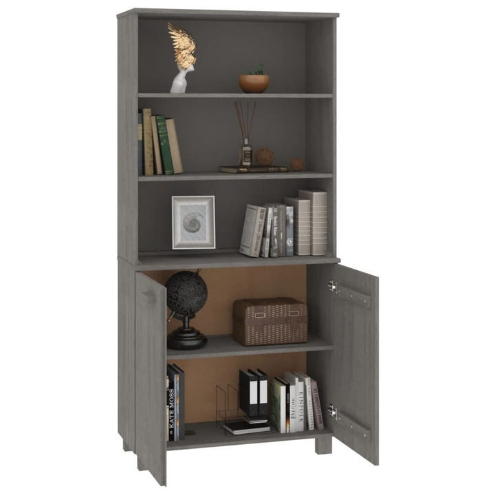 HAMAR Highboard | Solid Pine Wood Cabinet | Light Grey Finish | Ample Storage Space - Premium  from Home Treasures - Just £205.99! Shop now at Home Treasures