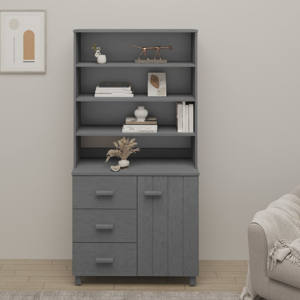 HAMAR Highboard in Solid Pine Wood - Elegant Dark Grey Storage Solution - Premium  from Home Treasures - Just £266.99! Shop now at Home Treasures