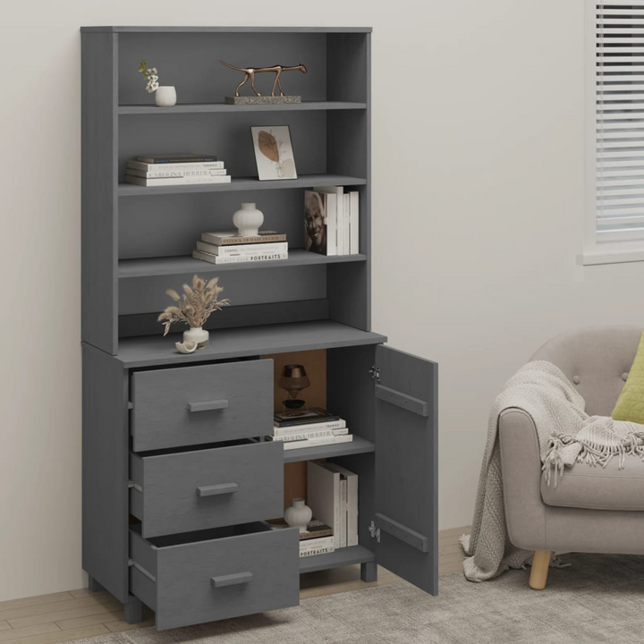 HAMAR Highboard in Solid Pine Wood - Elegant Dark Grey Storage Solution - Premium  from Home Treasures - Just £259.99! Shop now at Home Treasures