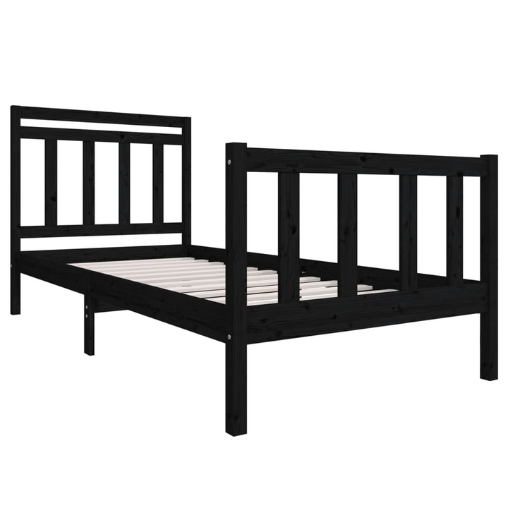 Black Solid Wood Bed Frame 100x200 cm - Sturdy, Stylish, and Comfortable - Premium  from Home Treasures - Just £142.99! Shop now at Home Treasures