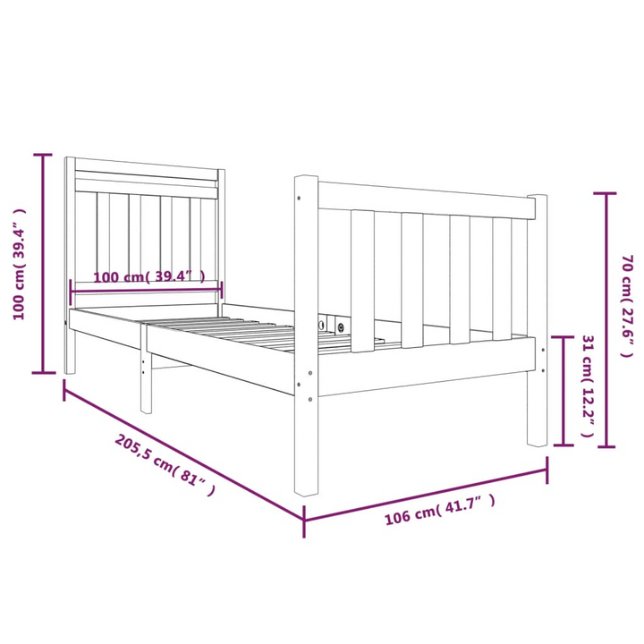 Black Solid Wood Bed Frame 100x200 cm - Sturdy, Stylish, and Comfortable - Premium  from Home Treasures - Just £142.99! Shop now at Home Treasures