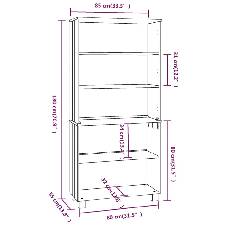 HAMAR Highboard - Solid Pine Wood in Dark Grey, 85x35x180 cm, Rustic Charm and Ample Storage - Premium  from Home Treasures - Just £138.99! Shop now at Home Treasures