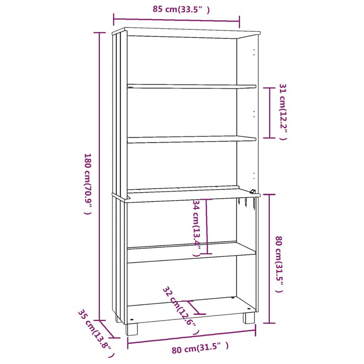 HAMAR Highboard - Solid Pine Wood Cabinet in Light Grey with Ample Storage & Rustic Charm - Premium  from Home Treasures - Just £164.99! Shop now at Home Treasures