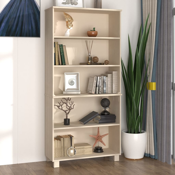 HAMAR Highboard with Shelves and Storage, Solid Pine Wood, Honey Brown Finish - Elegant & Rustic Design - Premium  from Home Treasures - Just £164.99! Shop now at Home Treasures