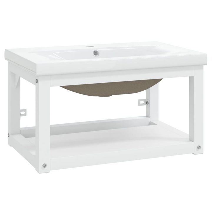 Modern Wall Mounted Washbasin Frame with Built-in Ceramic Basin, White Iron, 59 x 38 x 31 cm - Stylish & Durable - Premium  from Home Treasures - Just £178.99! Shop now at Home Treasures