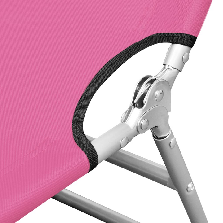 Folding Sun Lounger with Head Cushion, Adjustable Backrest, Steel Frame, Magento Pink - Premium  from Home Treasures - Just £64.99! Shop now at Home Treasures