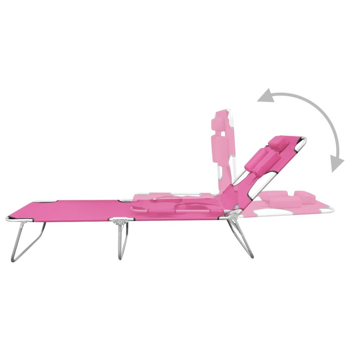 Folding Sun Lounger with Head Cushion, Adjustable Backrest, Steel Frame, Magento Pink - Premium  from Home Treasures - Just £64.99! Shop now at Home Treasures