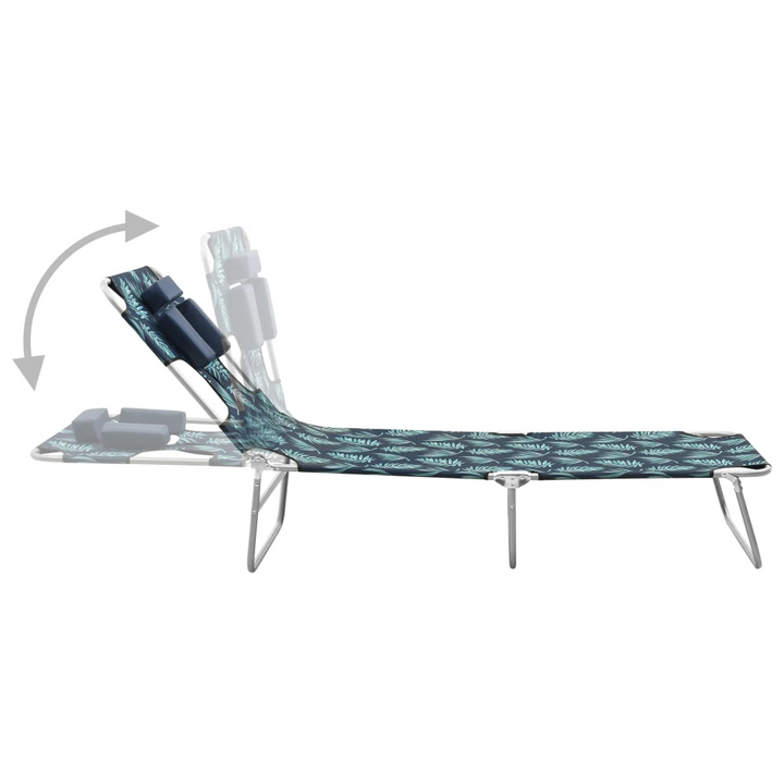 Adjustable Folding Sun Lounger with Head Cushion - Steel Frame, Leaves Print - Premium  from Home Treasures - Just £64.99! Shop now at Home Treasures