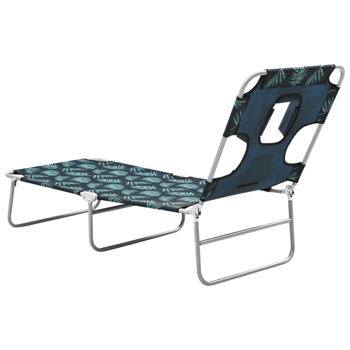 Adjustable Folding Sun Lounger with Head Cushion - Steel Frame, Leaves Print - Premium  from Home Treasures - Just £64.99! Shop now at Home Treasures