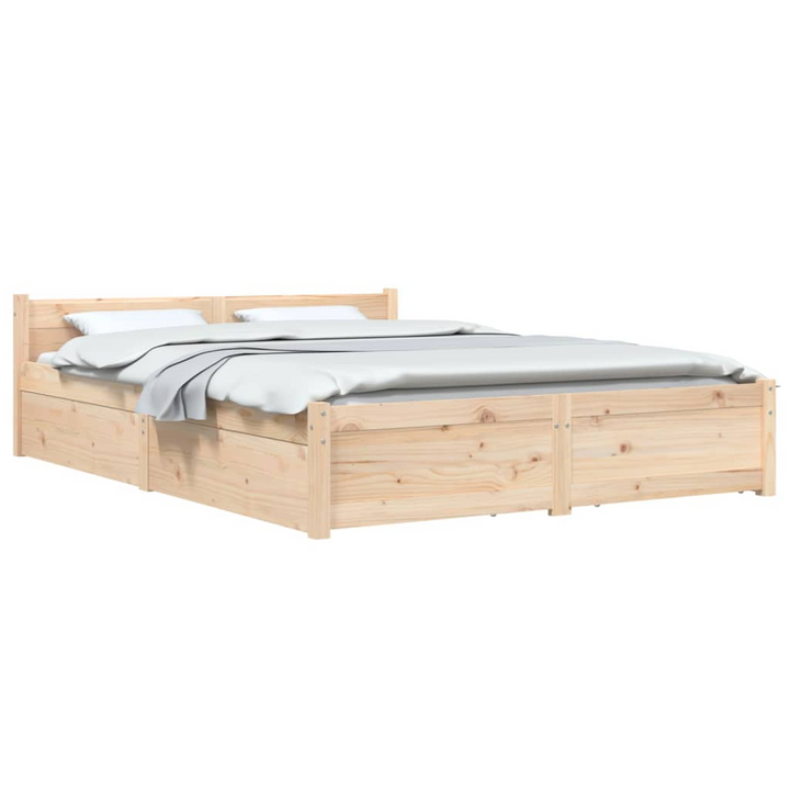 Solid Pine Wood King Size Bed Frame with Drawers - 150x200 cm, Classic Design, Ample Storage - Premium  from Home Treasures - Just £243.99! Shop now at Home Treasures