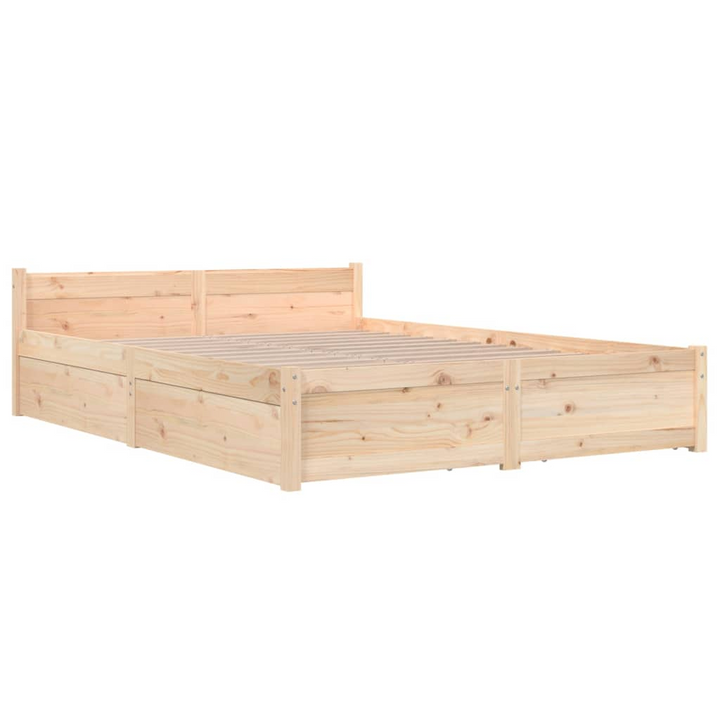 Solid Pine Wood King Size Bed Frame with Drawers - 150x200 cm, Classic Design, Ample Storage - Premium  from Home Treasures - Just £243.99! Shop now at Home Treasures