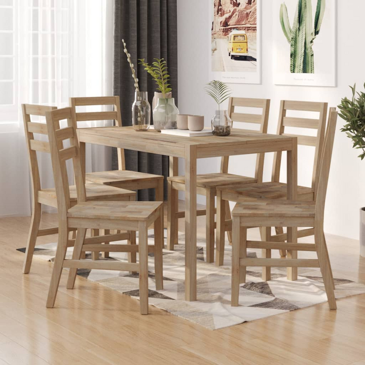 7 Piece Solid Acacia Wood Dining Set - Modern, Durable & Stylish - Perfect for Dining Rooms - Premium  from Home Treasures - Just £651.99! Shop now at Home Treasures