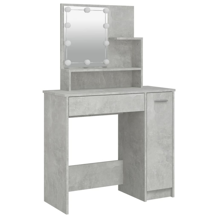 Modern Concrete Grey Dressing Table Set with LED Lights and Stool - Perfect Bedroom Makeup Vanity - Premium  from Home Treasures - Just £114.99! Shop now at Home Treasures