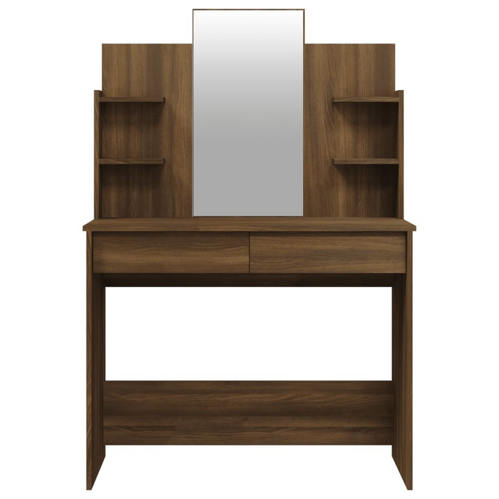 Modern Brown Oak Dressing Table Set with Mirror & Stool (96x40x142 cm) - Ample Storage Vanity - Premium  from Home Treasures - Just £129.99! Shop now at Home Treasures