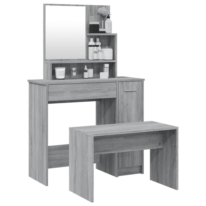 Modern Sonoma Dressing Table Set with Stool in Grey - Perfect for Bedroom & Cloakroom, 86.5x35x136 cm - Premium  from Home Treasures - Just £114.99! Shop now at Home Treasures