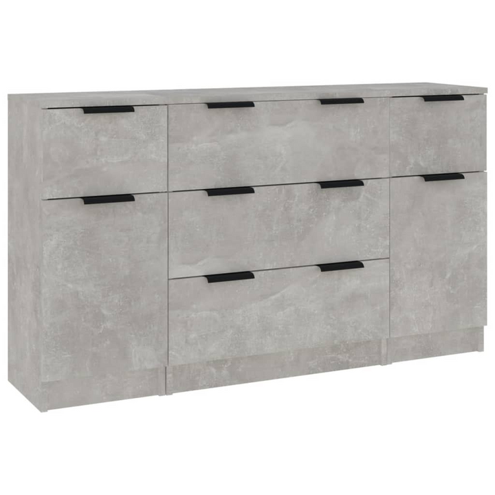 3 Piece Sideboard Set in Concrete Grey - Modern Engineered Wood Sideboards with Ample Storage for Stylish Homes - Premium  from Home Treasures - Just £189.99! Shop now at Home Treasures