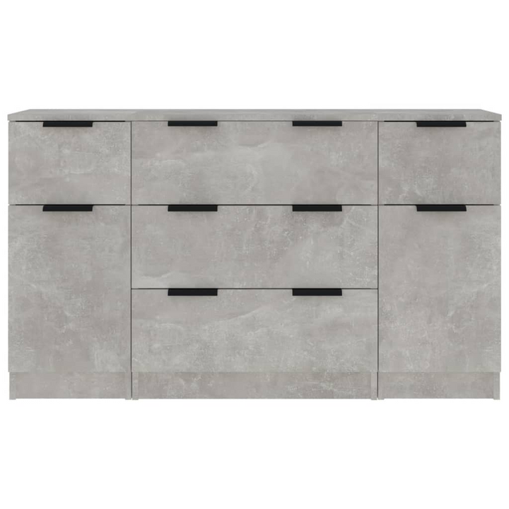 3 Piece Sideboard Set in Concrete Grey - Modern Engineered Wood Sideboards with Ample Storage for Stylish Homes - Premium  from Home Treasures - Just £189.99! Shop now at Home Treasures