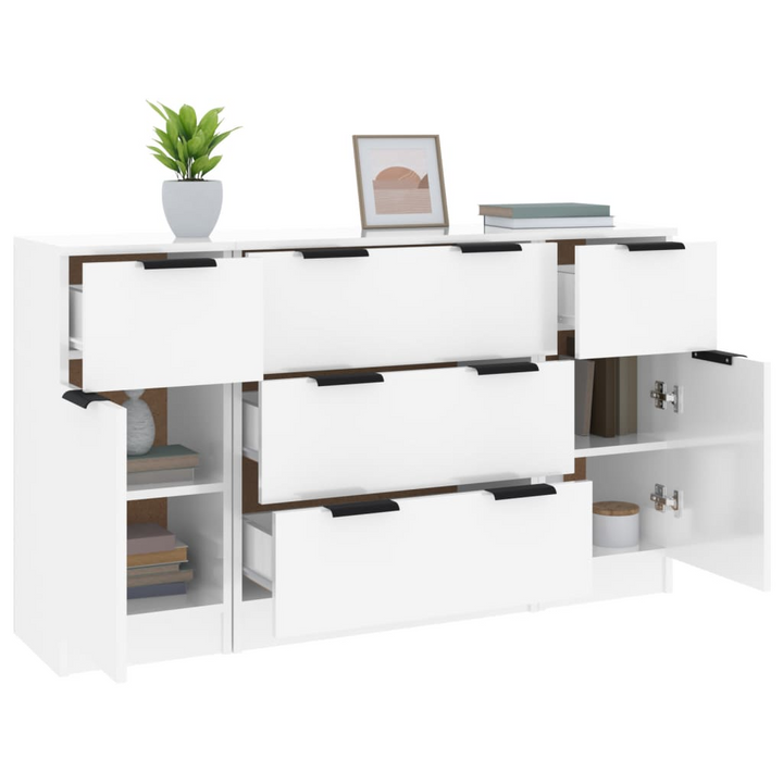 3-Piece Sideboard Set | High Gloss White Engineered Wood - Modern Storage Solution - Premium  from Home Treasures - Just £213.99! Shop now at Home Treasures