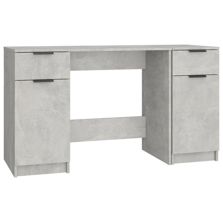 Modern Work Desk with Side Cabinet in Concrete Grey - Sleek Design, Ample Storage, Engineered Wood Construction - Premium  from Home Treasures - Just £142.99! Shop now at Home Treasures