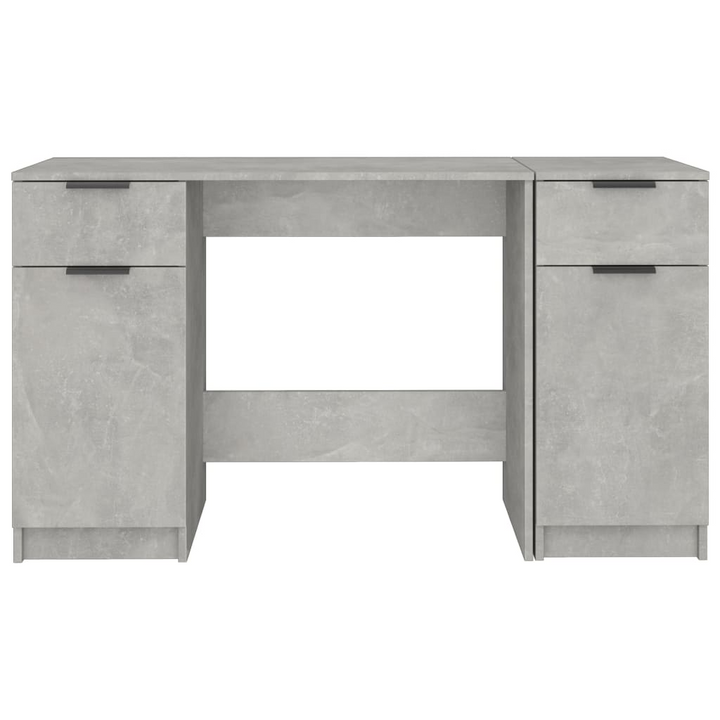 Modern Work Desk with Side Cabinet in Concrete Grey - Sleek Design, Ample Storage, Engineered Wood Construction - Premium  from Home Treasures - Just £142.99! Shop now at Home Treasures