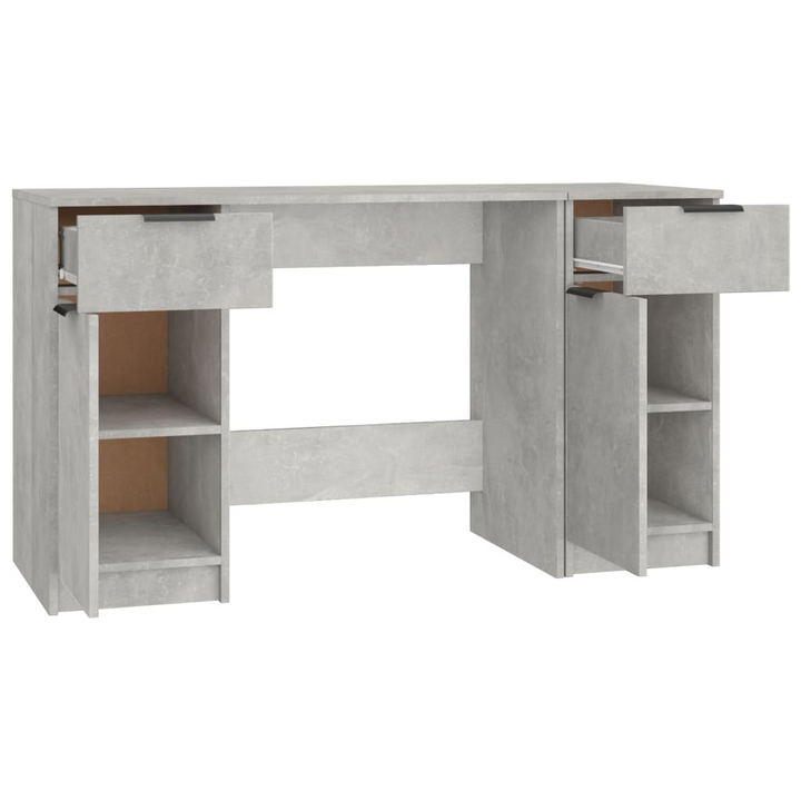 Modern Work Desk with Side Cabinet in Concrete Grey - Sleek Design, Ample Storage, Engineered Wood Construction - Premium  from Home Treasures - Just £142.99! Shop now at Home Treasures