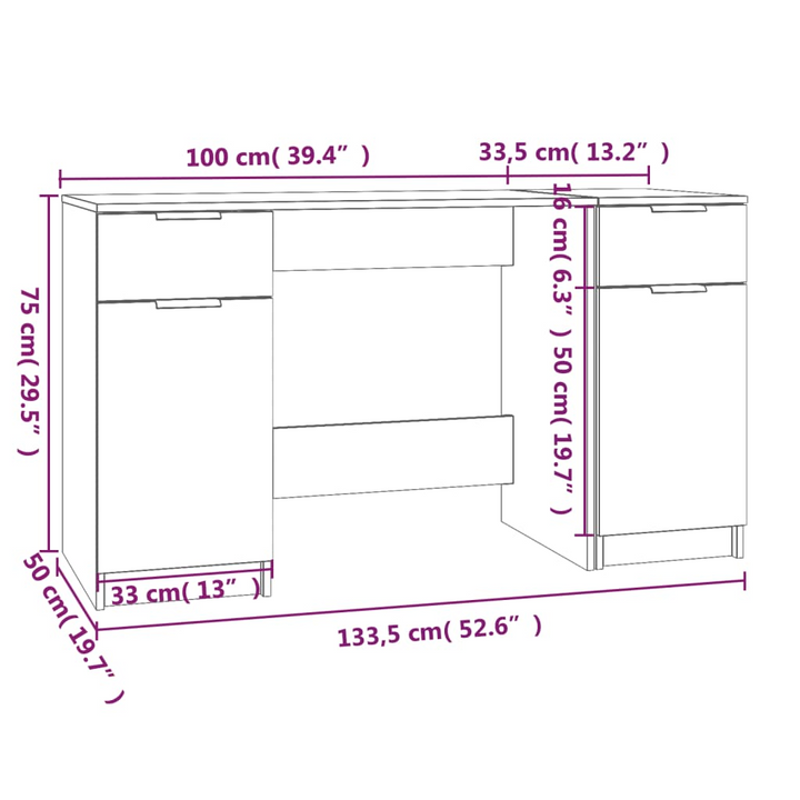 Modern Work Desk with Side Cabinet in Concrete Grey - Sleek Design, Ample Storage, Engineered Wood Construction - Premium  from Home Treasures - Just £141.99! Shop now at Home Treasures