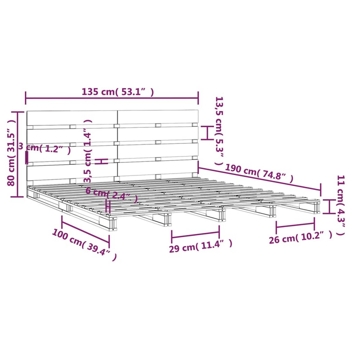 Stylish Solid Pine Bed Frame (White) - 135 x 190cm | Durable Wooden Double Bed Frame - Premium  from Home Treasures - Just £243.99! Shop now at Home Treasures