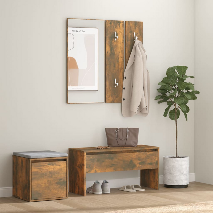 Elegant Hallway Furniture Set in Smoked Oak - Multifunctional Storage Solutions - Premium  from Home Treasures - Just £103.99! Shop now at Home Treasures