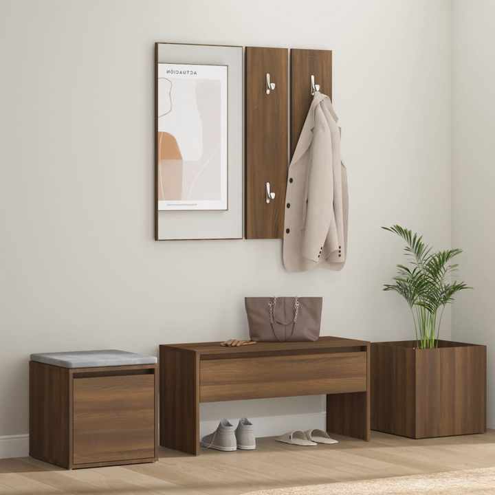 Stylish Hallway Furniture Set (Brown Oak) - Multifunctional Entryway Storage Solution - Premium  from Home Treasures - Just £156.99! Shop now at Home Treasures