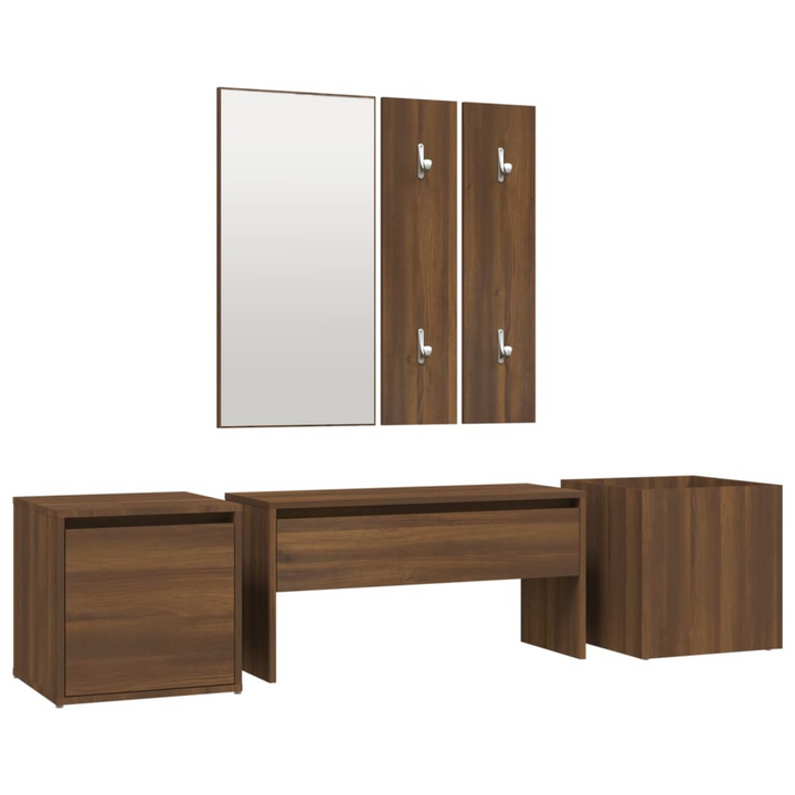 Stylish Hallway Furniture Set (Brown Oak) - Multifunctional Entryway Storage Solution - Premium  from Home Treasures - Just £156.99! Shop now at Home Treasures