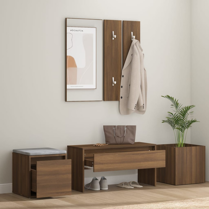 Stylish Hallway Furniture Set (Brown Oak) - Multifunctional Entryway Storage Solution - Premium  from Home Treasures - Just £156.99! Shop now at Home Treasures