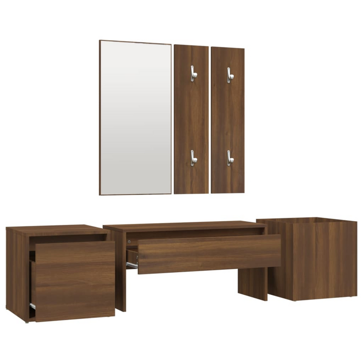 Stylish Hallway Furniture Set (Brown Oak) - Multifunctional Entryway Storage Solution - Premium  from Home Treasures - Just £156.99! Shop now at Home Treasures