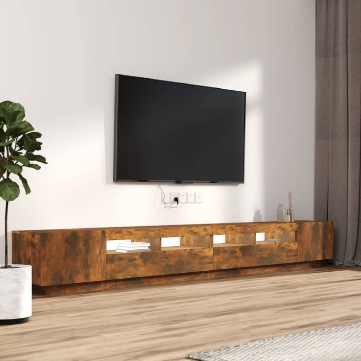 3 Piece TV Cabinet Set with LED Lights - Modern Smoked Oak Finish, Ample Storage and RGB LED Lighting - Premium  from Home Treasures - Just £162.99! Shop now at Home Treasures