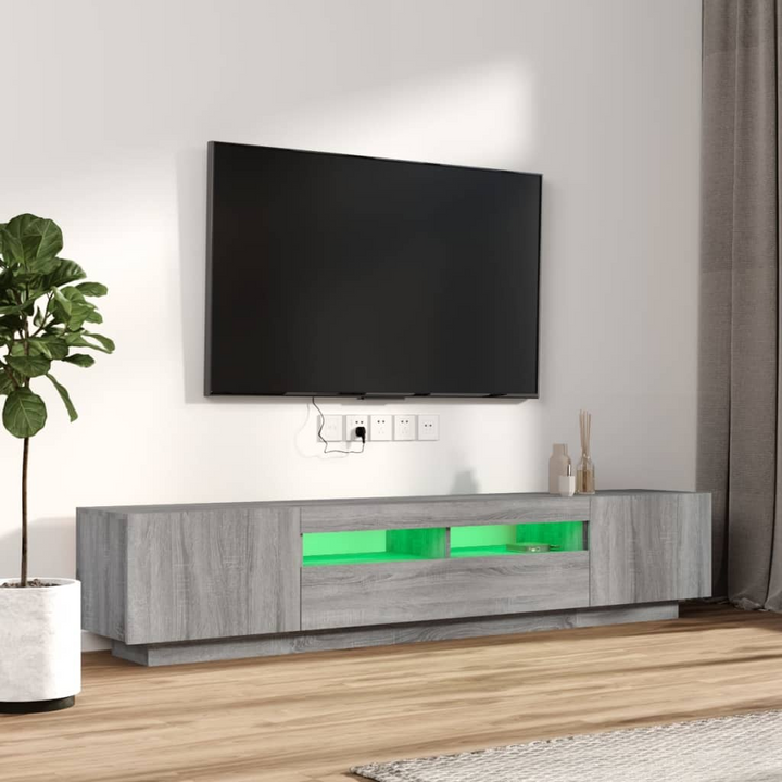 Modern 2 Piece TV Cabinet Set with RGB LED Lights – Grey Sonoma Entertainment Center - Premium  from Home Treasures - Just £117.99! Shop now at Home Treasures