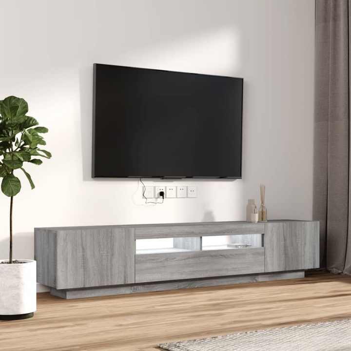 Modern 2 Piece TV Cabinet Set with RGB LED Lights – Grey Sonoma Entertainment Center - Premium  from Home Treasures - Just £117.99! Shop now at Home Treasures