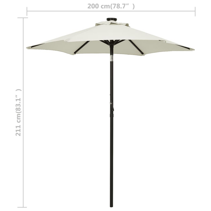 Elegant Grey Parasol with LED Lights | UV Protection & Tilt Function | 200 x 211cm Patio Umbrella - Premium  from Home Treasures - Just £82.99! Shop now at Home Treasures