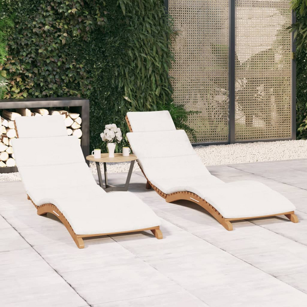 Premium Teak Wood Sun Loungers with Cushions - Set of 2 | Foldable & Ergonomic Garden Recliners - Premium  from Home Treasures - Just £387.99! Shop now at Home Treasures