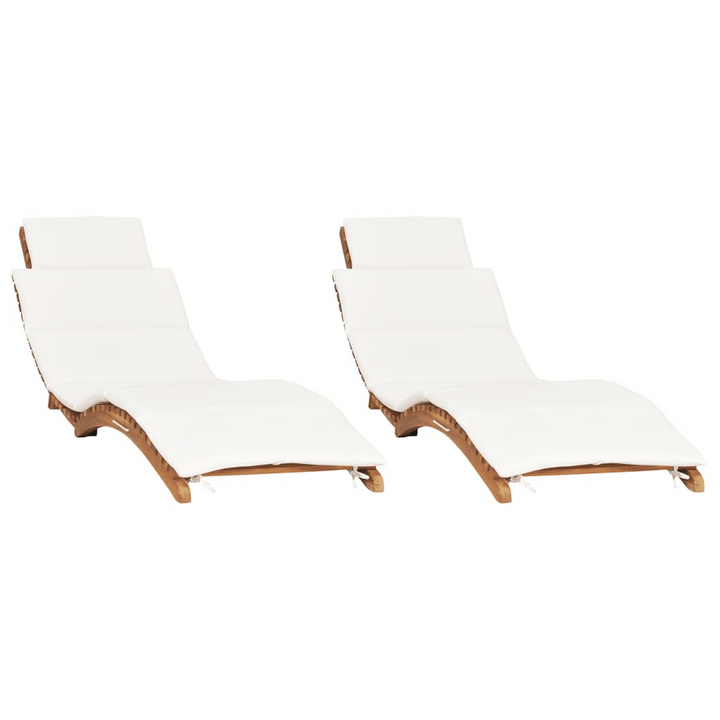 Premium Teak Wood Sun Loungers with Cushions - Set of 2 | Foldable & Ergonomic Garden Recliners - Premium  from Home Treasures - Just £387.99! Shop now at Home Treasures