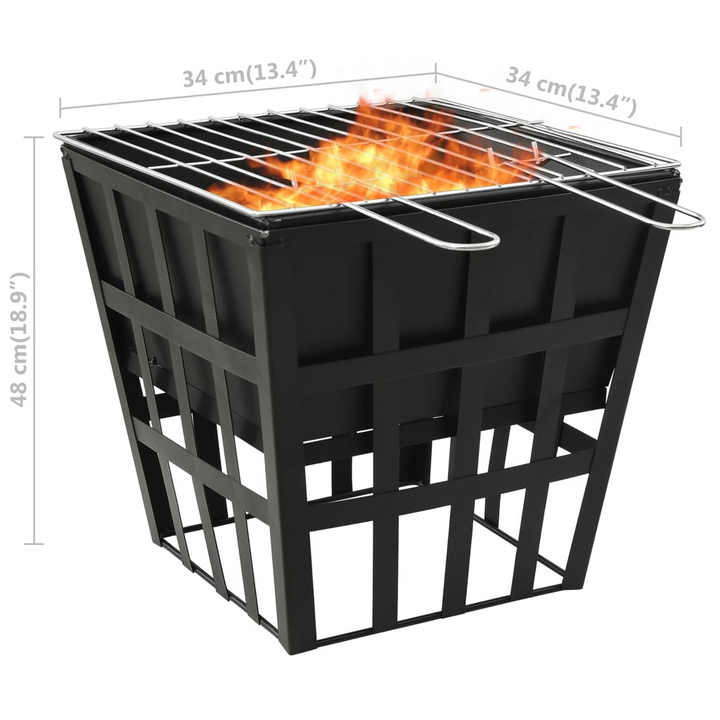 Versatile 2-in-1 Fire Pit and BBQ Grill (34 x 34 x 48 cm) - Durable Steel Construction, Perfect for Outdoor Cooking and Heating - Premium  from Home Treasures - Just £54.99! Shop now at Home Treasures