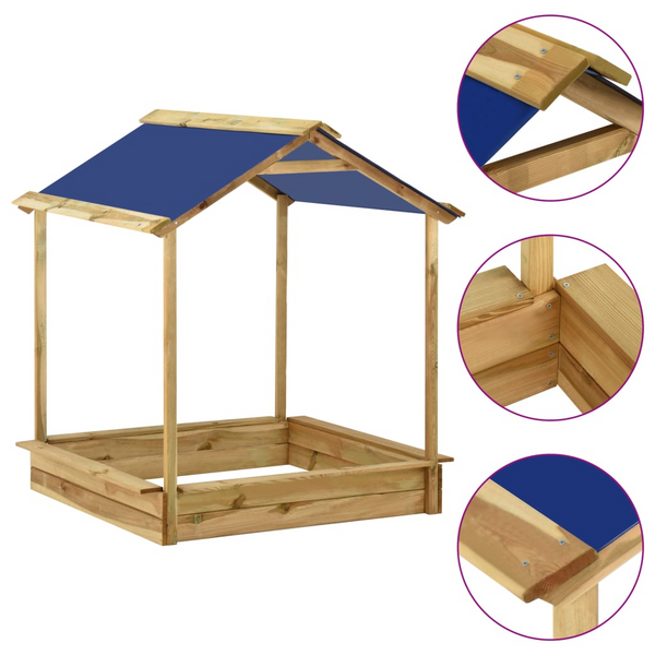 Wooden Playhouse with Sandpit (Pinewood) – Rot & Weather Resistant, Fun Garden Playhouse | 128 x 120 x 145 cm | Easy Assembly - Premium  from Home Treasures - Just £56.99! Shop now at Home Treasures