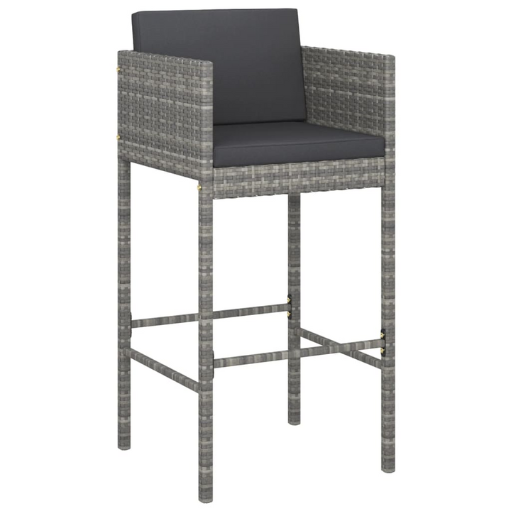 Stylish Poly Rattan Bar Stools Set of 4 with Cushions in Grey - Comfortable and Durable Outdoor Seating - Premium  from Home Treasures - Just £244.99! Shop now at Home Treasures