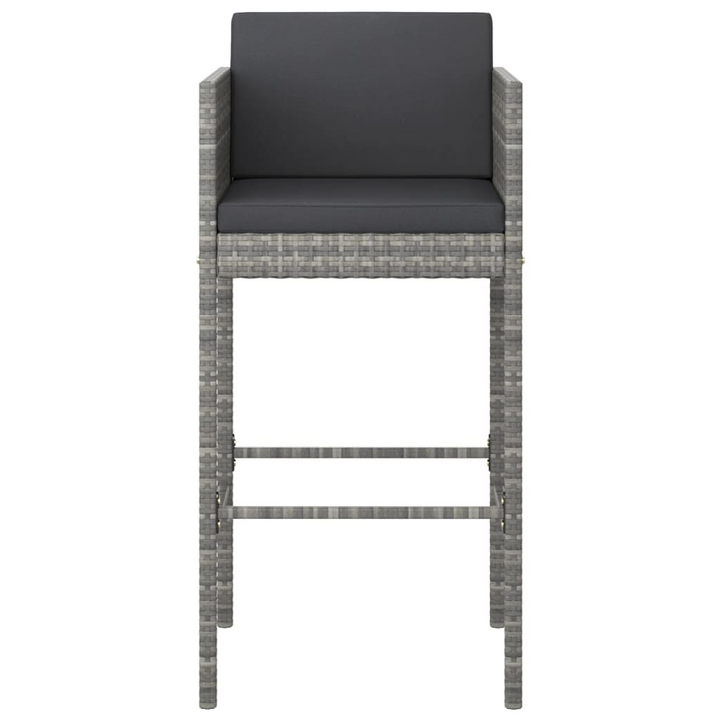 Stylish Poly Rattan Bar Stools Set of 4 with Cushions in Grey - Comfortable and Durable Outdoor Seating - Premium  from Home Treasures - Just £244.99! Shop now at Home Treasures