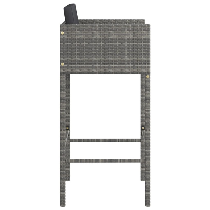 Stylish Poly Rattan Bar Stools Set of 4 with Cushions in Grey - Comfortable and Durable Outdoor Seating - Premium  from Home Treasures - Just £244.99! Shop now at Home Treasures