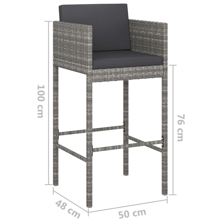 Stylish Poly Rattan Bar Stools Set of 4 with Cushions in Grey - Comfortable and Durable Outdoor Seating - Premium  from Home Treasures - Just £244.99! Shop now at Home Treasures