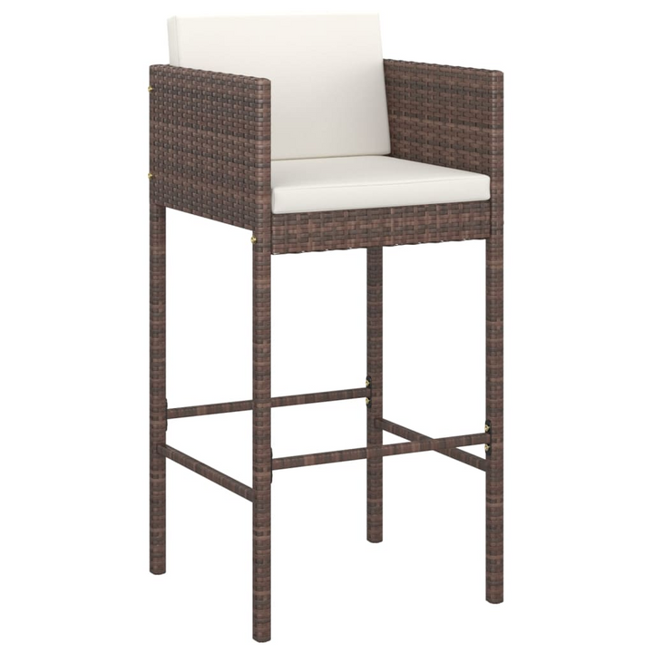 Poly Rattan Bar Stools - Set of 2 with Cushions, Brown - Weather-Resistant & Stylish Outdoor Seating - Premium  from Home Treasures - Just £145.99! Shop now at Home Treasures