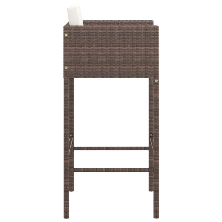 Poly Rattan Bar Stools - Set of 2 with Cushions, Brown - Weather-Resistant & Stylish Outdoor Seating - Premium  from Home Treasures - Just £145.99! Shop now at Home Treasures