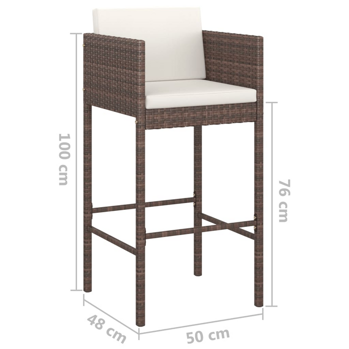 Poly Rattan Bar Stools - Set of 2 with Cushions, Brown - Weather-Resistant & Stylish Outdoor Seating - Premium  from Home Treasures - Just £145.99! Shop now at Home Treasures