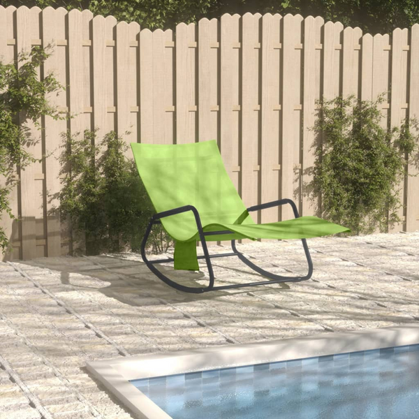 Green Sun Lounger - Steel Frame, Breathable Textilene Fabric, with Side Pocket - Premium Furniture from Home Treasures - Just £73.99! Shop now at Home Treasures