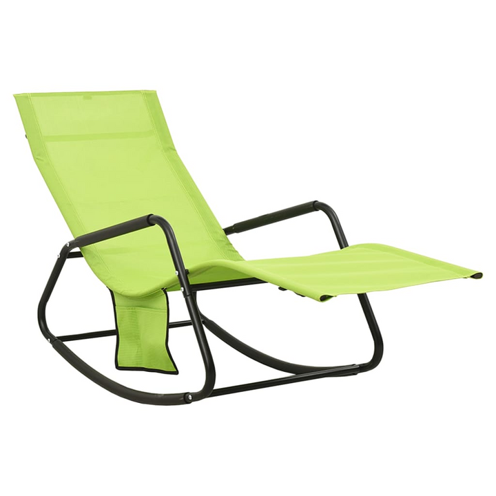 Green Sun Lounger - Steel Frame, Breathable Textilene Fabric, with Side Pocket - Premium Furniture from Home Treasures - Just £73.99! Shop now at Home Treasures