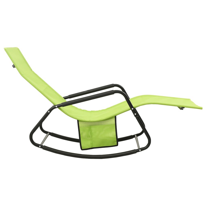 Green Sun Lounger - Steel Frame, Breathable Textilene Fabric, with Side Pocket - Premium Furniture from Home Treasures - Just £73.99! Shop now at Home Treasures